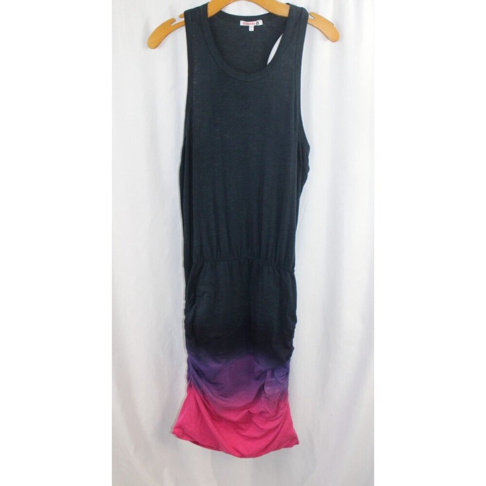 Sundry Womens Sleeveless Gradient Sheath Dress Navy Fuschia Ruched‎ Size 3/Large